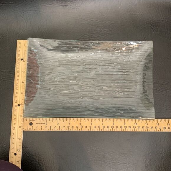Sushi Serving Platter Textured Glass Grain Look Bottom 7 X 11 1/2 Inches Set 2 - Picture 5 of 5